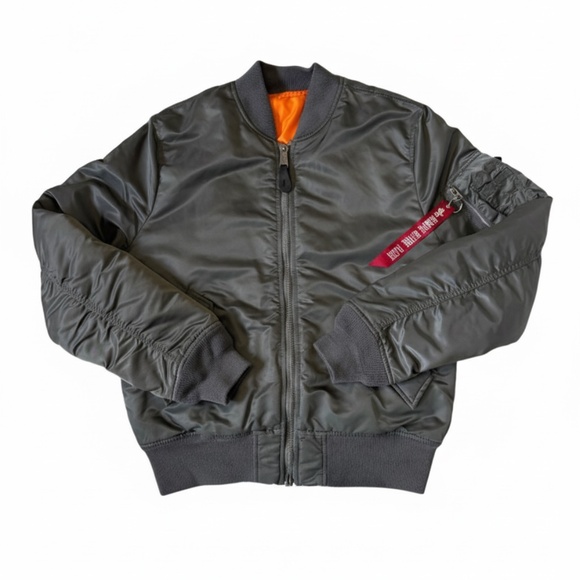 Alpha Industries MA-1 Flight Jacket Bomber Slim Fit Gunmetal Grey Large - Picture 1 of 10